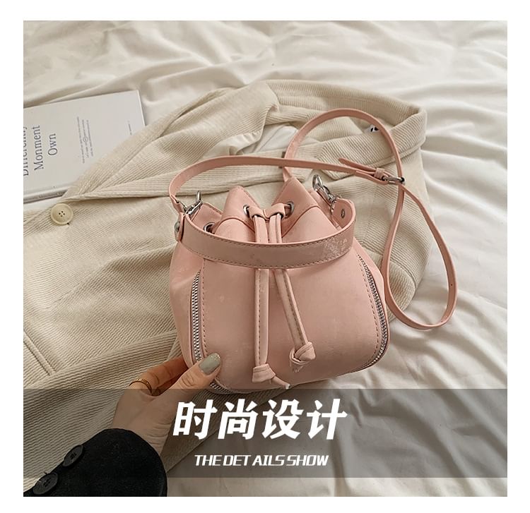 Leather Bag Drawstring Bucket Faux