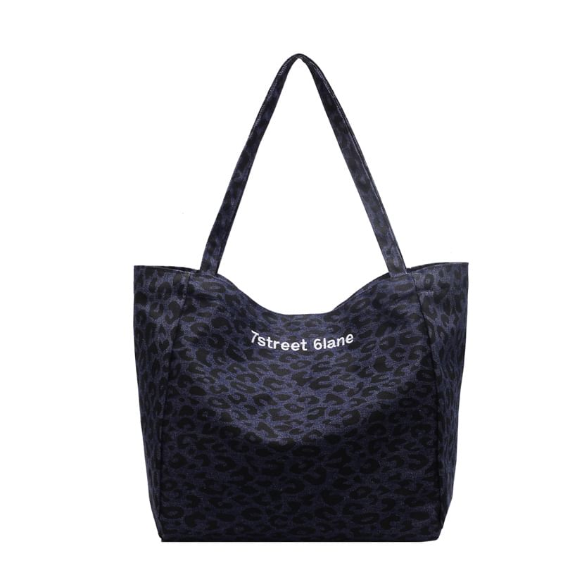 Tote Denim Leopard Bag Print