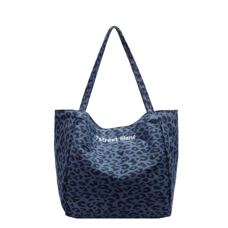 Tote Denim Leopard Bag Print