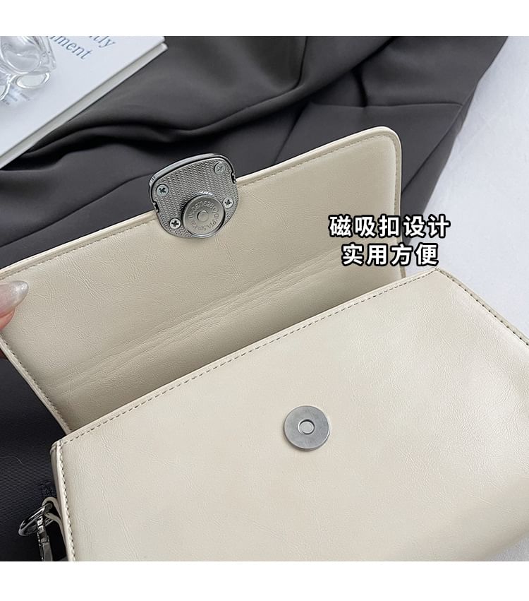 Bag Top Plain Leather Handle Flap Crossbody Faux