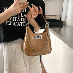 Top Faux Bag Leather Handle Twist Crossbody Lock