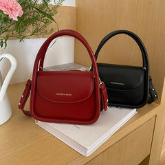 Faux Bag Top Leather Crossbody Handle Flap