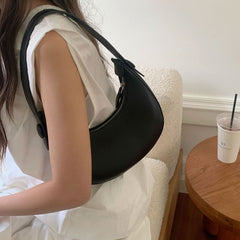 Leather Plain Faux Shoulder Bag