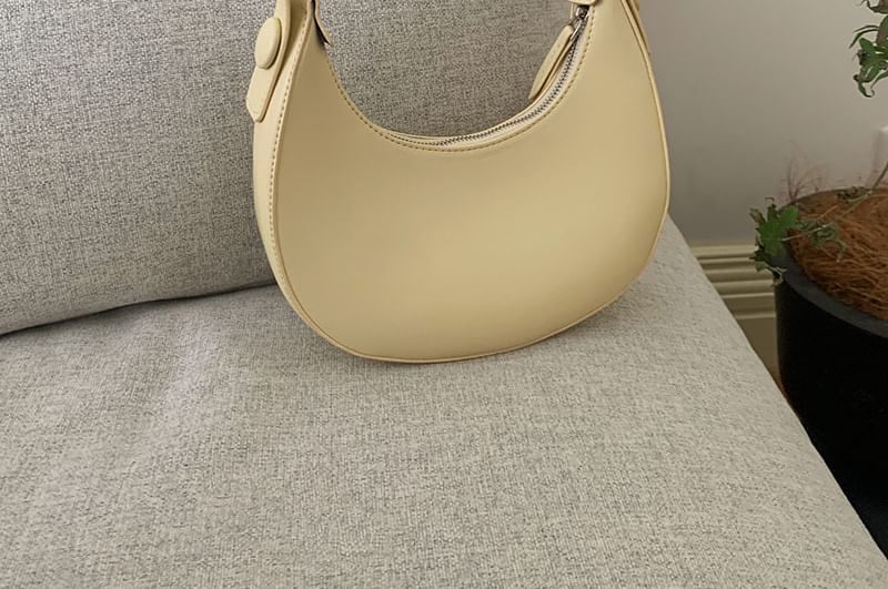 Leather Plain Faux Shoulder Bag