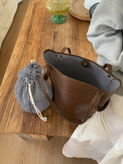 Leather Bucket Bag Faux