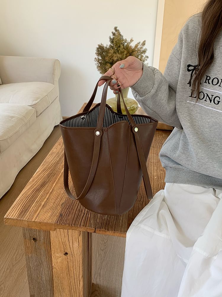 Leather Bucket Bag Faux