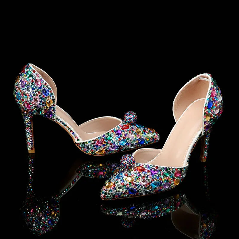 Large Size 9cm Pointy Design Colorful High Heel