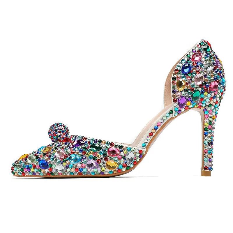 Large Size 9cm Pointy Design Colorful High Heel