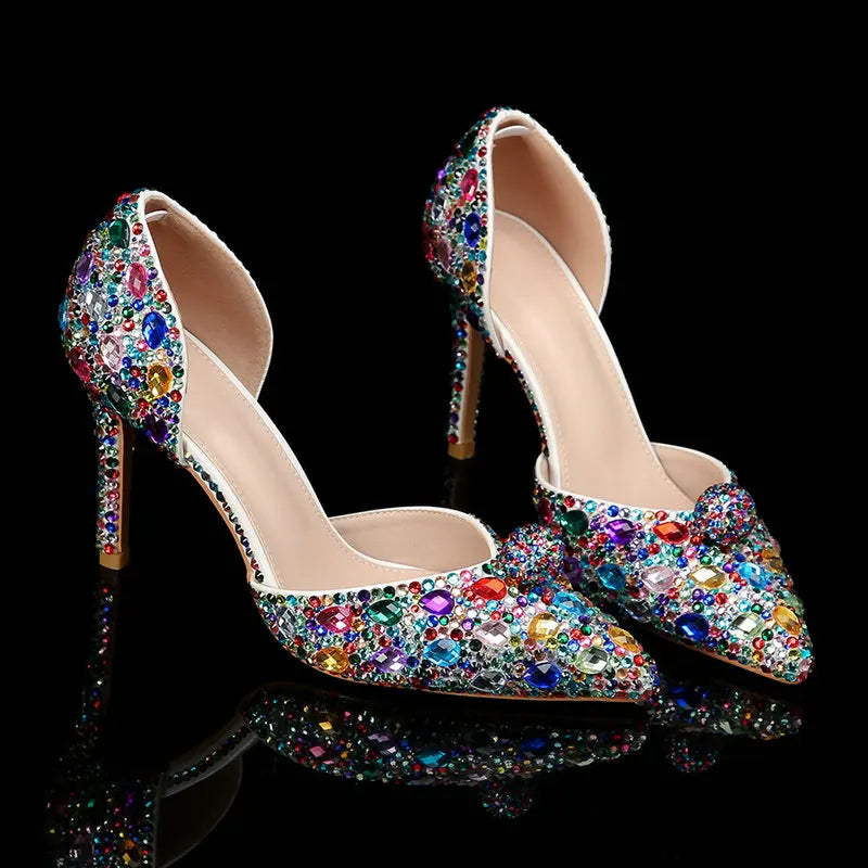 Large Size 9cm Pointy Design Colorful High Heel