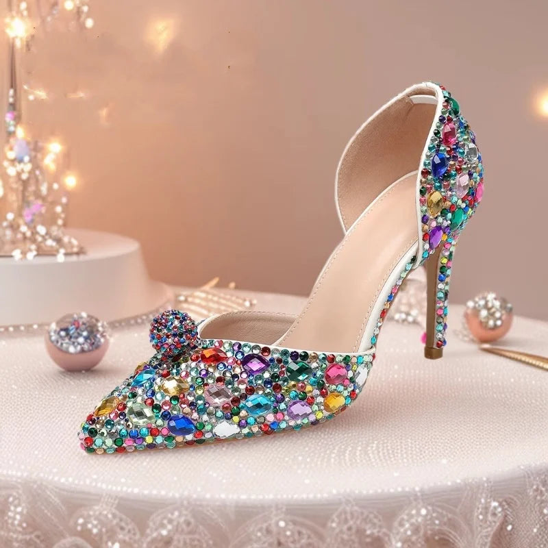 Large Size 9cm Pointy Design Colorful High Heel