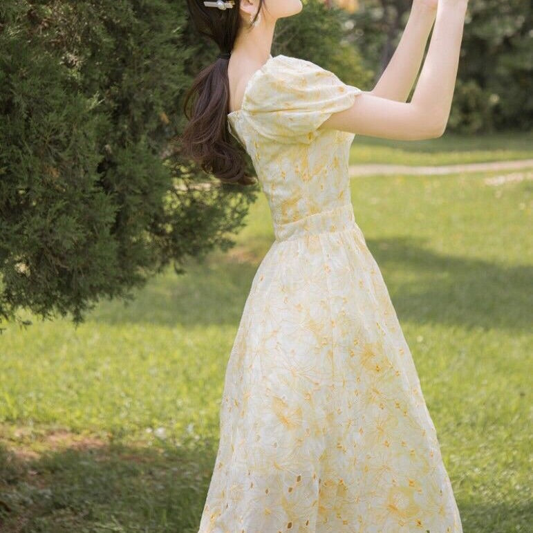 Vestido de verano romántico de princesa vintage con bordado Leeta