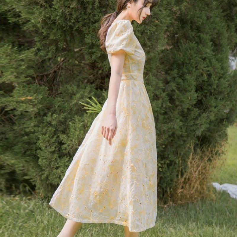 Vestido de verano romántico de princesa vintage con bordado Leeta