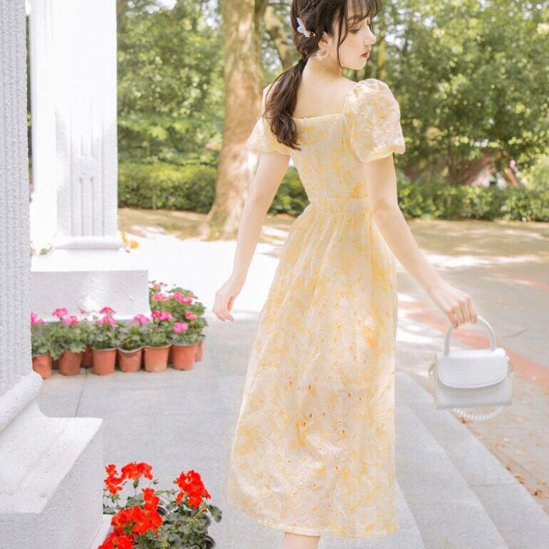 Vestido de verano romántico de princesa vintage con bordado Leeta