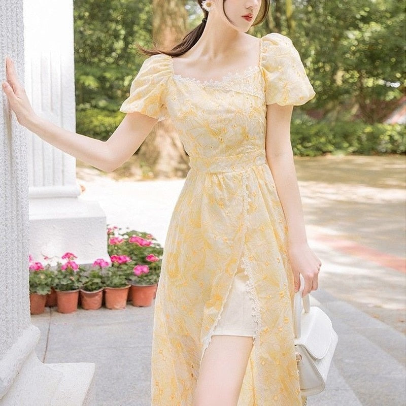 Vestido de verano romántico de princesa vintage con bordado Leeta