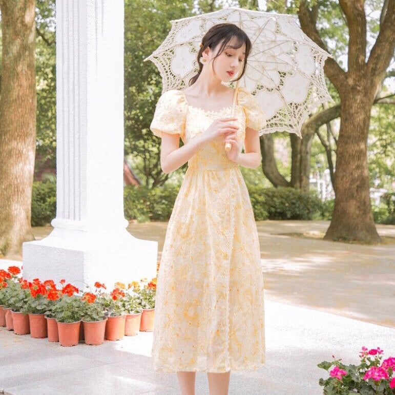 Vestido de verano romántico de princesa vintage con bordado Leeta