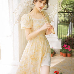 Vestido de verano romántico de princesa vintage con bordado Leeta