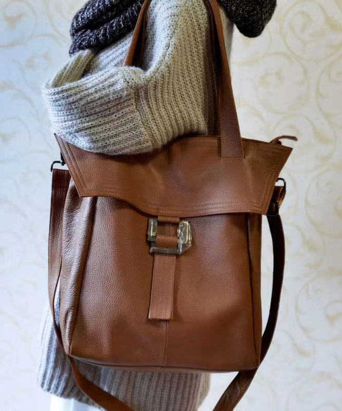 Leisure Brown Calf Leather Large Capacity Satchel Bags