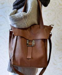 Leisure Brown Calf Leather Large Capacity Satchel Bags