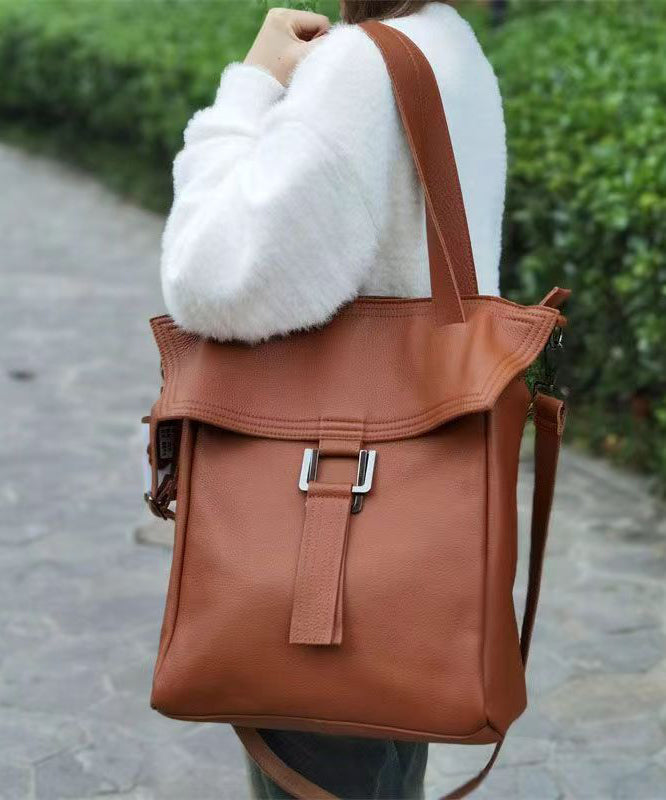 Leisure Brown Calf Leather Large Capacity Satchel Bags