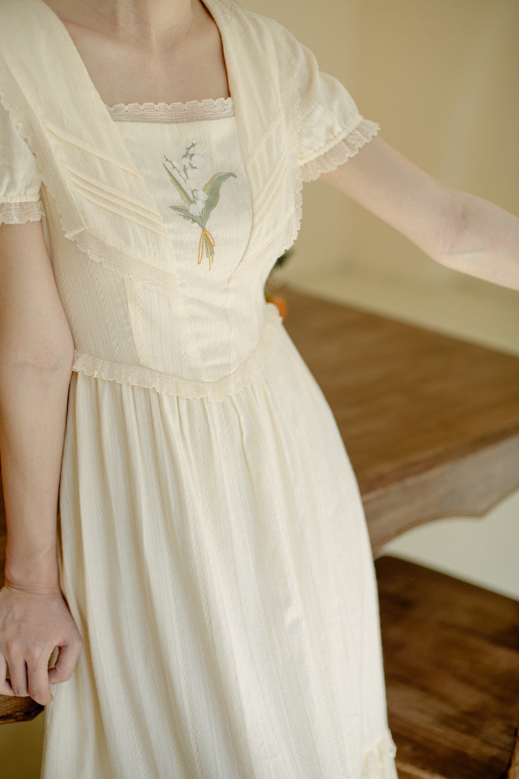 Lilly of The Valley Embroidered CottagecoreDress