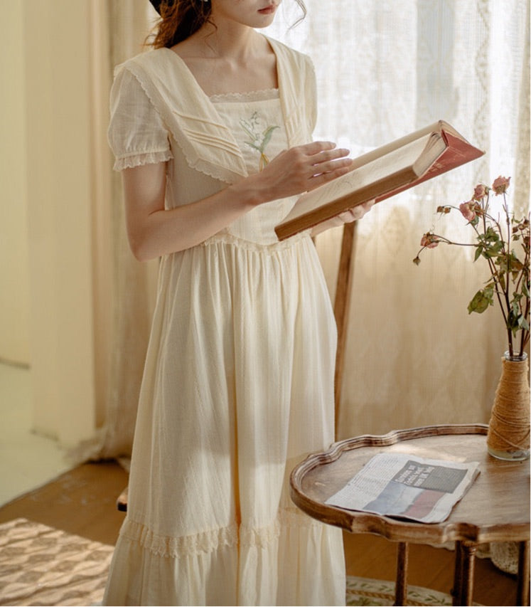 Lilly of The Valley Embroidered CottagecoreDress
