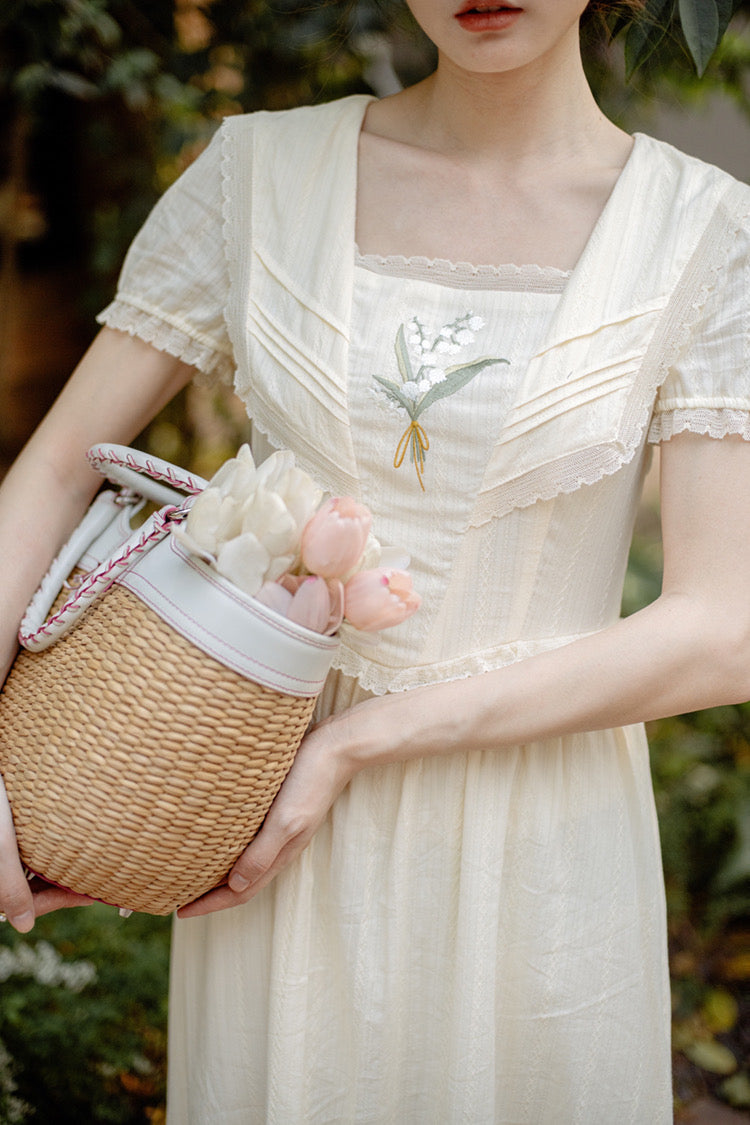 Lilly of The Valley Embroidered CottagecoreDress
