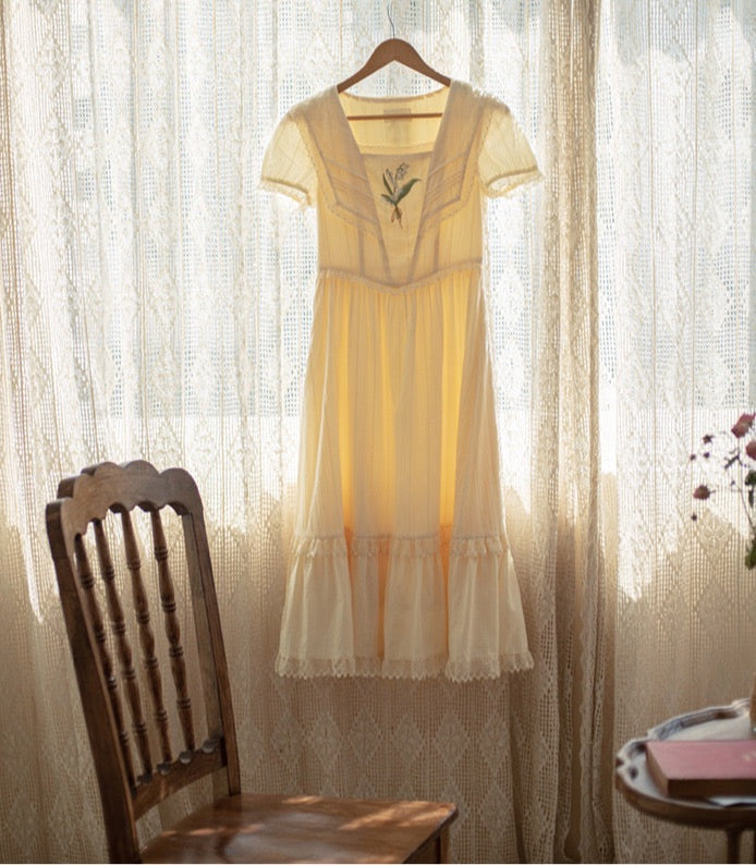 Lilly of The Valley Embroidered CottagecoreDress
