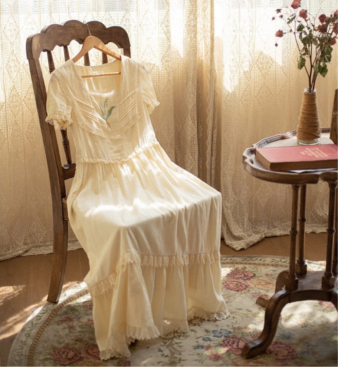 Lilly of The Valley Embroidered CottagecoreDress