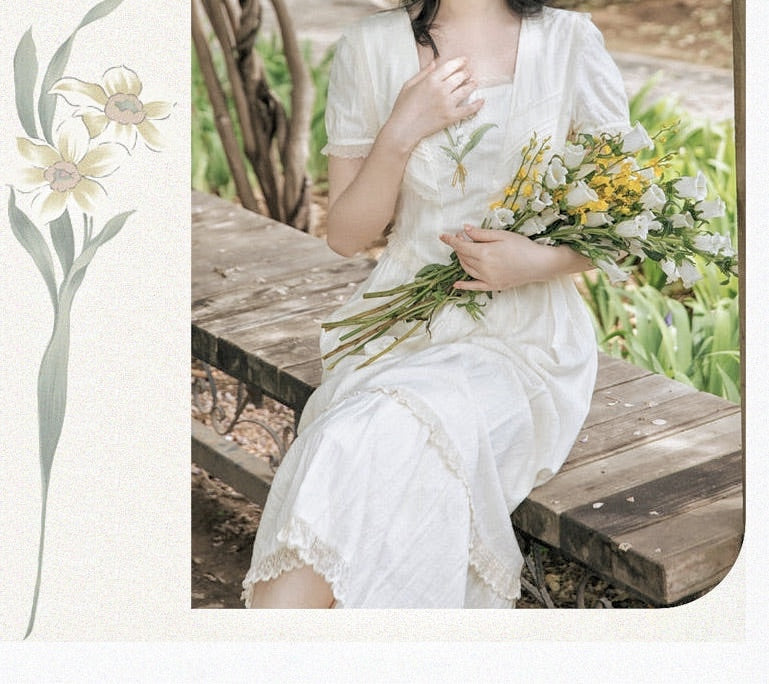 Lilly of The Valley Embroidered CottagecoreDress