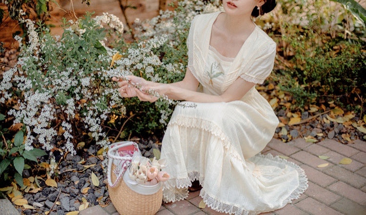 Lilly of The Valley Embroidered CottagecoreDress