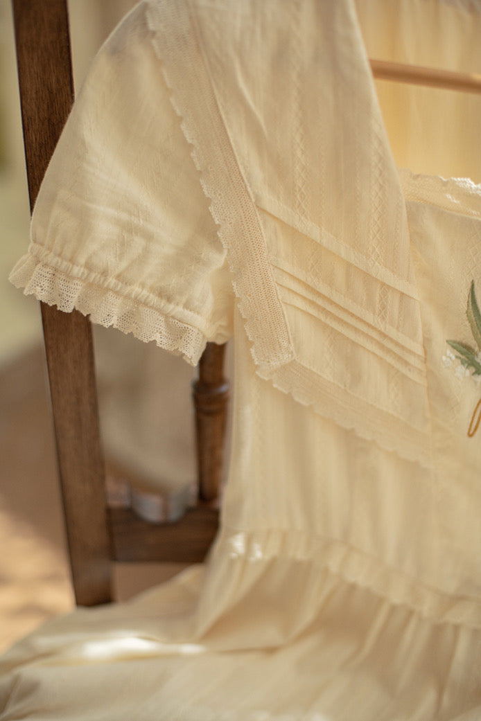 Lilly of The Valley Embroidered CottagecoreDress