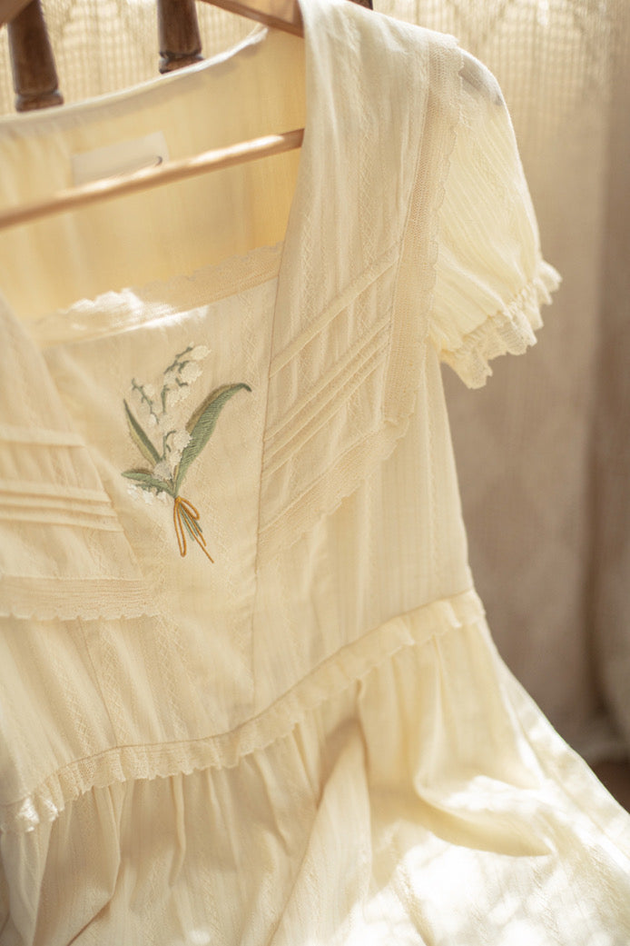Lilly of The Valley Embroidered CottagecoreDress