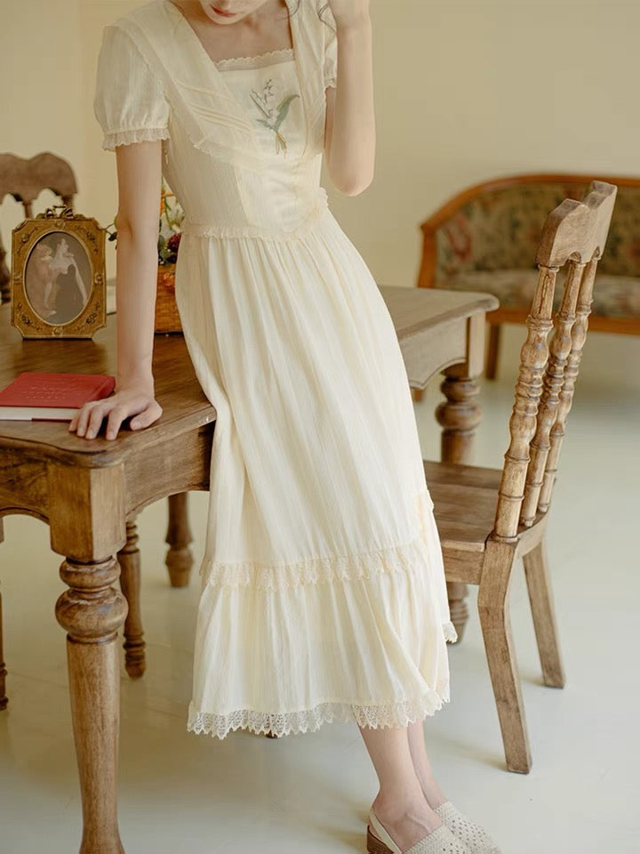Lilly of The Valley Embroidered CottagecoreDress