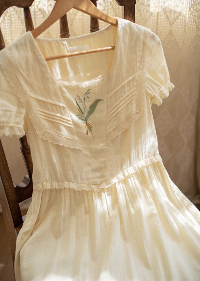 Lilly of The Valley Embroidered CottagecoreDress