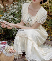 Lilly of The Valley Embroidered CottagecoreDress