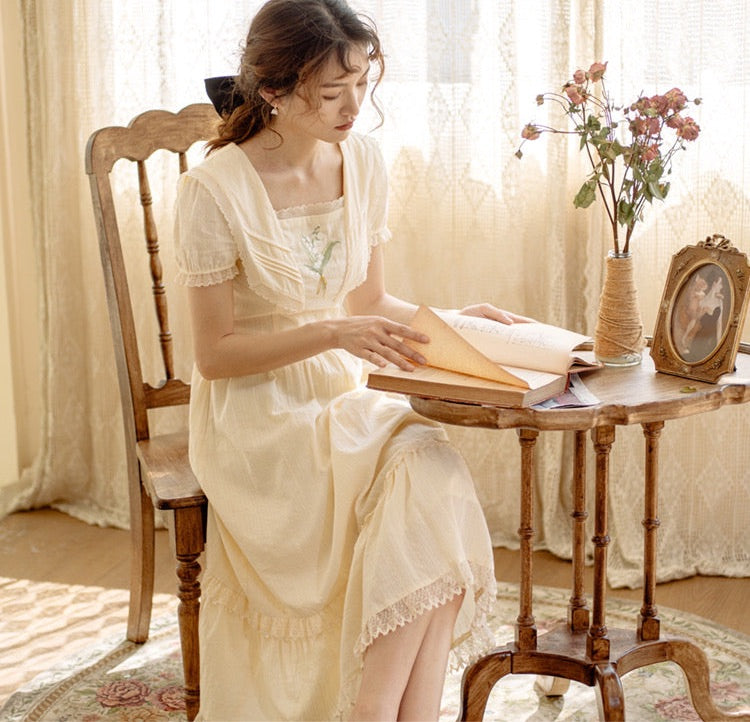 Lilly of The Valley Embroidered CottagecoreDress