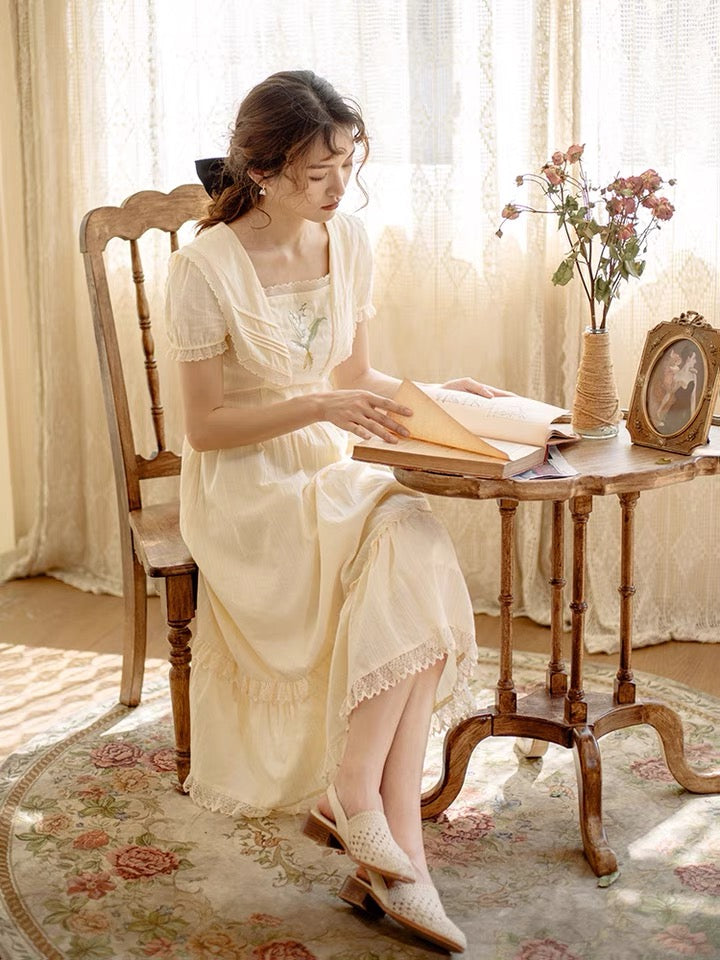 Lilly of The Valley Embroidered CottagecoreDress