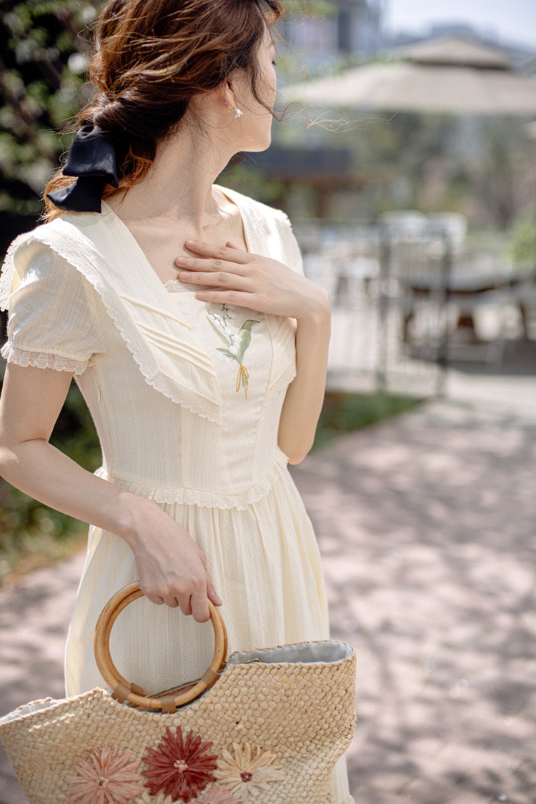 Lilly of The Valley Embroidered CottagecoreDress
