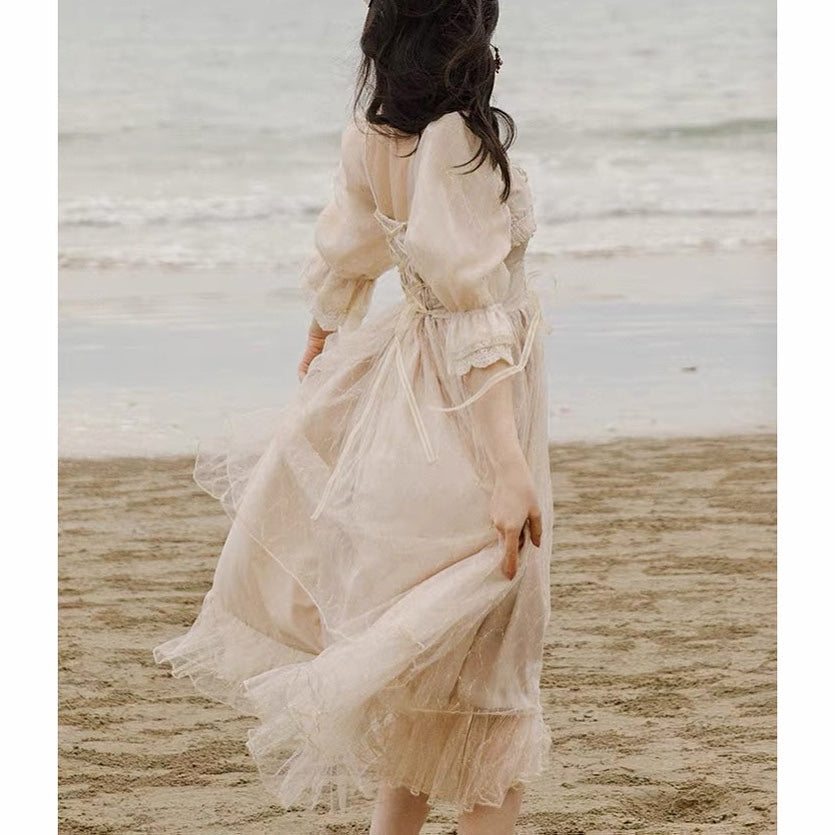 Vestido de hada de encaje estilo vintage princesa romántica Royalcore de Luna Gold