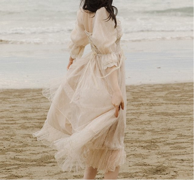 Vestido de hada de encaje estilo vintage princesa romántica Royalcore de Luna Gold
