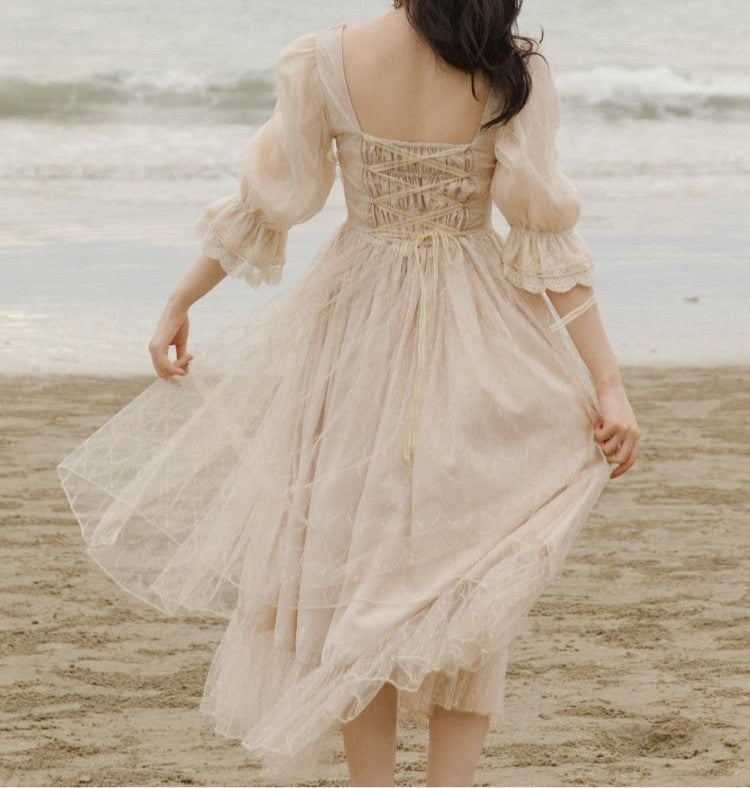 Vestido de hada de encaje estilo vintage princesa romántica Royalcore de Luna Gold