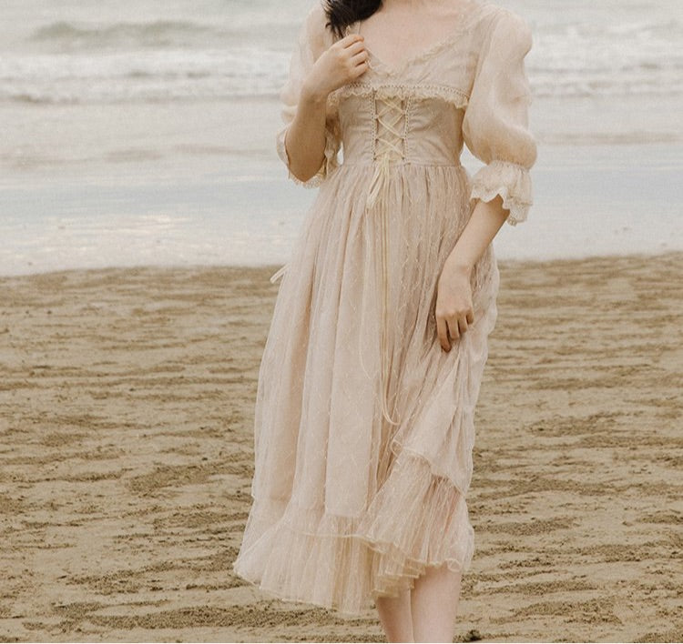 Vestido de hada de encaje estilo vintage princesa romántica Royalcore de Luna Gold