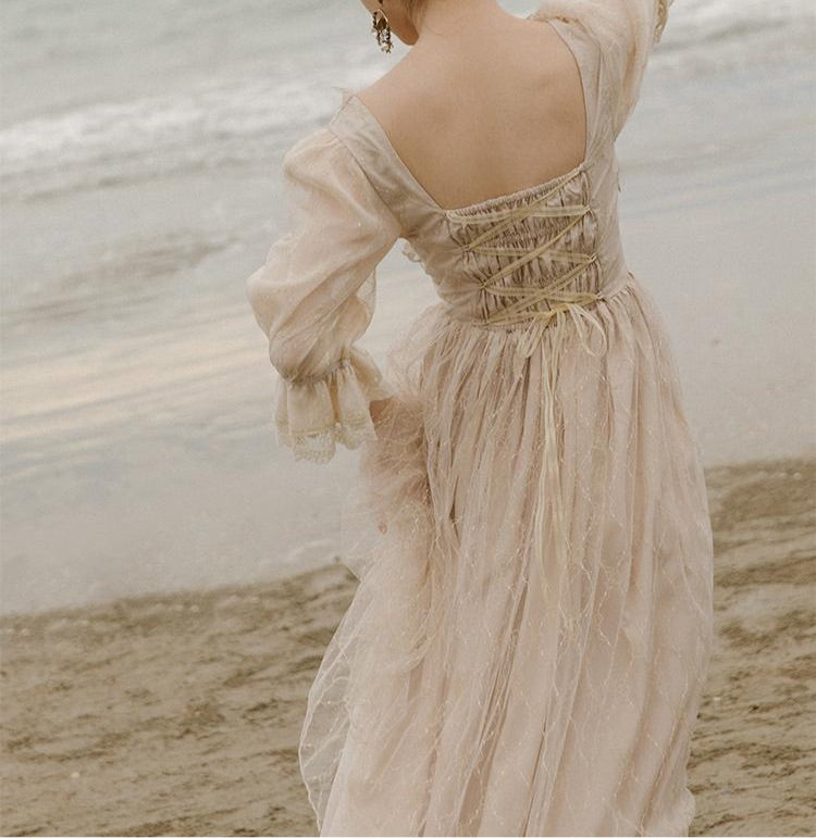 Vestido de hada de encaje estilo vintage princesa romántica Royalcore de Luna Gold
