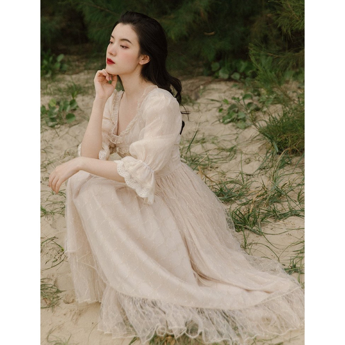 Vestido de hada de encaje estilo vintage princesa romántica Royalcore de Luna Gold