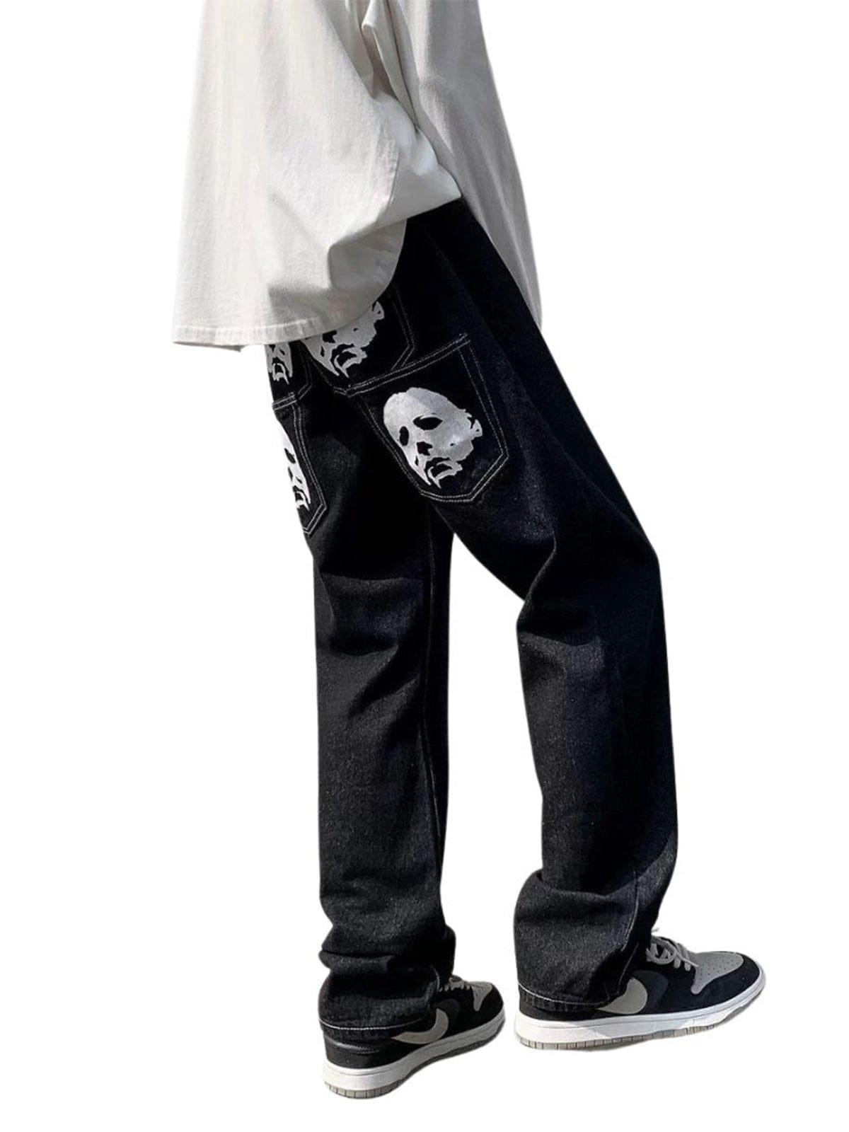 Bat Face Print Jeans