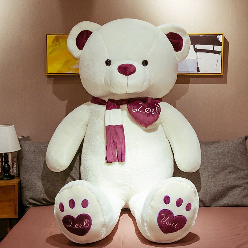 New 1PC 80CM/100CM 4 Colors Teddy Bear With Scarf Stuffed Animals LOVE Plush Toys Teddy Bear Doll Lovers Birthday Baby Girl Gift