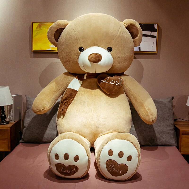 New 1PC 80CM/100CM 4 Colors Teddy Bear With Scarf Stuffed Animals LOVE Plush Toys Teddy Bear Doll Lovers Birthday Baby Girl Gift