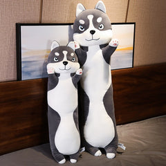 New 80cm/100cm Funny Long Husky Stuffed Doll Soft Big Husky Lying Plush Toy Grey Dog Animals Pillow Cushion Kids Birthday Gift