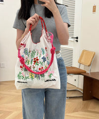 Black Embroidered Large Capacity Nylon Shopping Bag SX1001