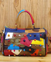Boutique Polychrome Calf Leather patchwork Tote Handbag